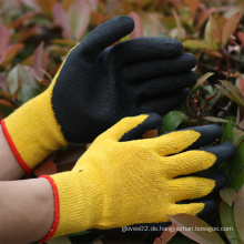 SRSAFETY 13 Gauge gelbe Polycotton Handschuhe mit Latex auf Palme beschichtet